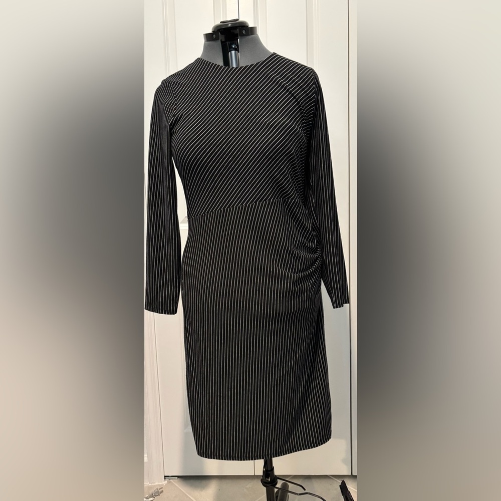 Ann Taylor Black and White Pinstripe Dress